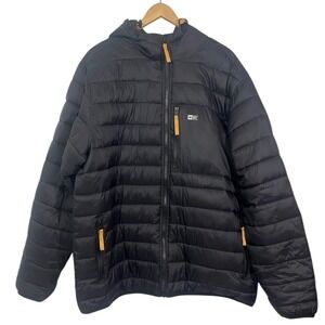 Salty Crew Men's Black Puffer Hooded Jacket Packable Size 2XL Hiking